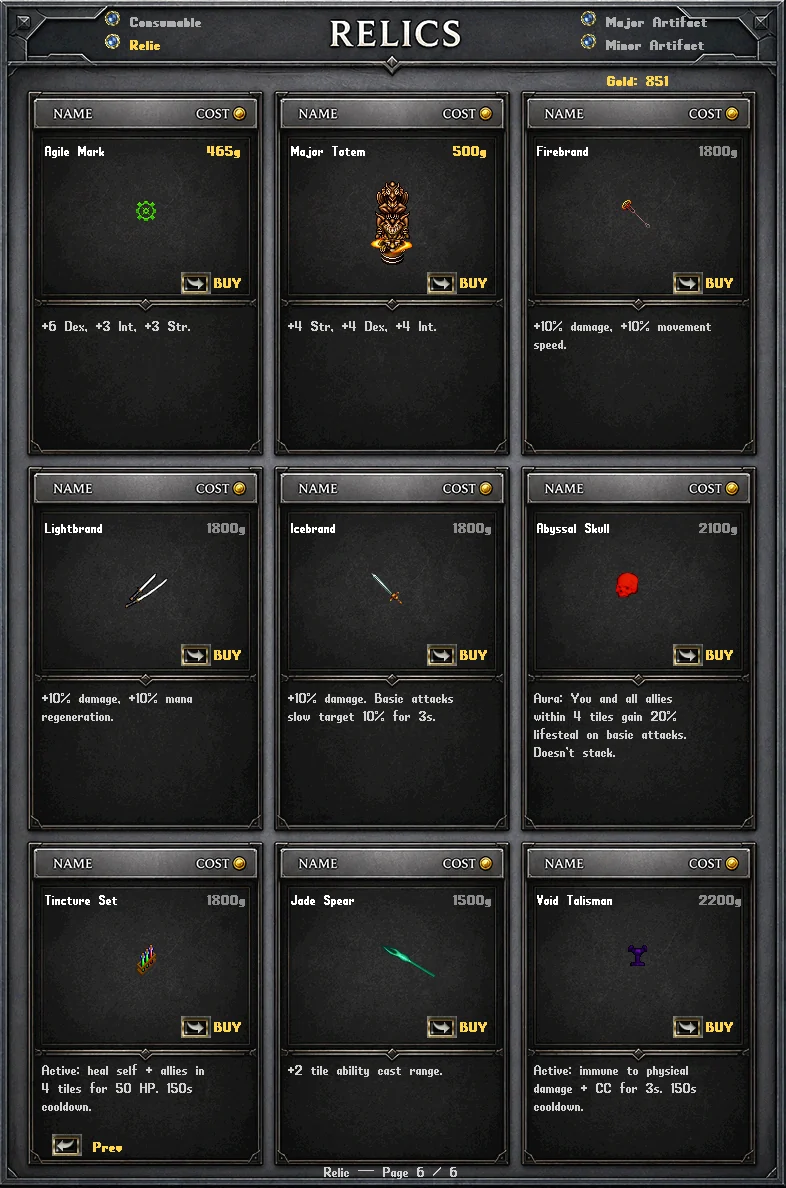 Relic shop page six